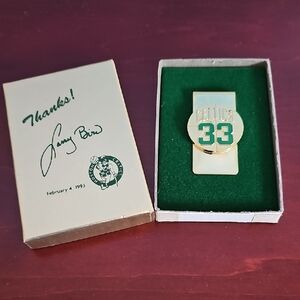 Boston Celtics Larry Bird #33 Gold Tone Money Clip with Box NWOT